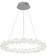Modern Crystal Pendant Light Round Gold 32W Dimmable Flush Mount Hanging... - £155.69 GBP
