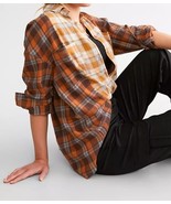 BKE Mixed Flannel Boyfriend Shirt Plaid Long Sleeve Button Front Women&#39;s XL - $17.63