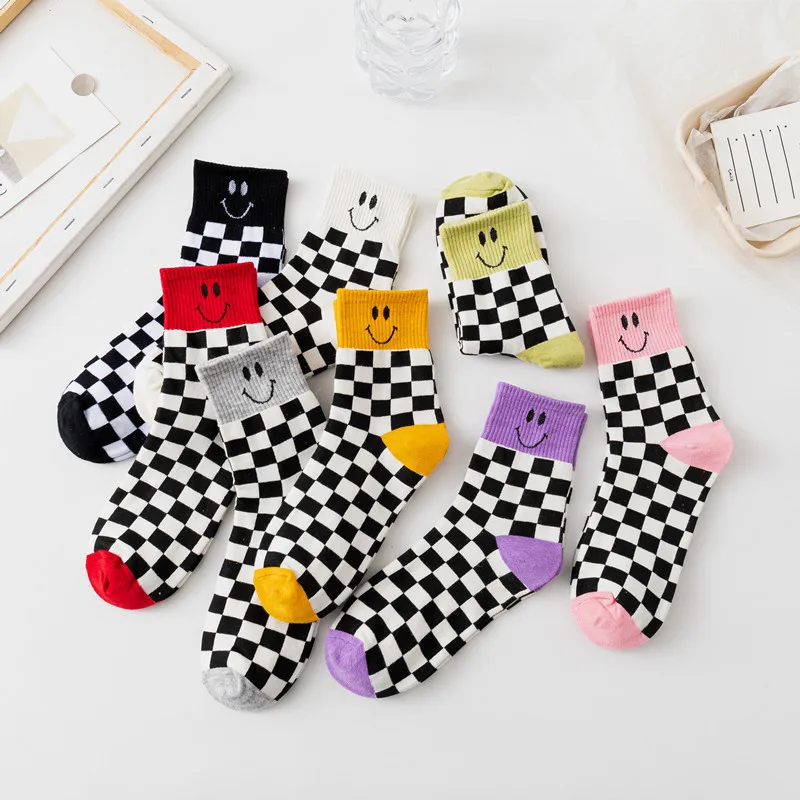 Play 1 pair New Fashion Harajuku High Quality A Checkerboard tide socks Japanese - £23.25 GBP