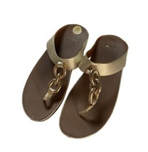 FitFlop SUPERCHAIN Metallic Toe-Post Sandals Women Size 9 - £29.30 GBP