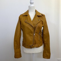 Fashion Nova Araxie Vegan Leather Moto Jacket Mustard Small NWOT - £18.06 GBP