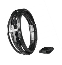 To my son God bless you Men&#39;s cross bracelet Braided my - $80.72