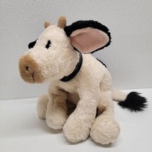 Gund Milkshake Cow Plush Cream Black Collar Pink Ears Stuffed Animal 12&quot; Floppy - £23.11 GBP