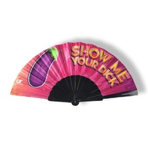 Ctt-Mini Folding Fan- 9 Inches Tall 16 Wide- Hand Eggplant Show Me Your Dick- Fa - £17.27 GBP