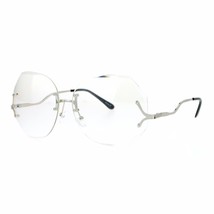 Super Oversized Clear Lens Glasses Rimless Vintage Fashion Beveled Lens - £17.05 GBP