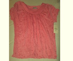 Initiatives XL Soft Coral Crinkled Embroidered Blouse  - $20.00