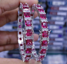 Bollywood Style Indian Silver Plated Openable Bracelet Bangles Ruby Jewelry Set - £38.07 GBP