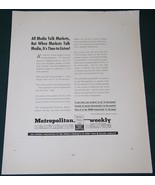 METROPOLITAN WEEKLY FORTUNE MAGAZINE AD CLIPPING VINTAGE 1937 - $468.48 MXN