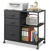 3 Drawer Mobile File Cabinet, Rolling Printer Stand With Open Storage Sh... - £102.29 GBP