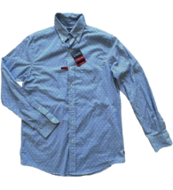 Chaps stretch easy care blue multi long sleeve shirt striped embroidered size S - £26.78 GBP