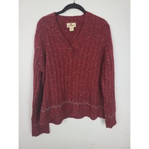 Woolrich Pullover Sweater Large Womens Long Sleeve V Neck Burgundy Winter Top - £21.34 GBP