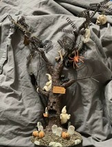 Halloween Tree Ghouls welcome graveyard 15” metal tree &amp; ornaments/ custom - £38.06 GBP
