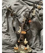 Halloween Tree Ghouls welcome graveyard 15” metal tree &amp; ornaments/ custom - £38.07 GBP