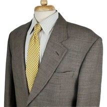 Michele D&#39;ambria Mens Wool Sport Coat Jacket 43R Navy Tan Check, Made in Italy - £18.49 GBP