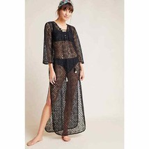 New Anthropologie Riley Sheer Lace Pullover Caftan $165 SMALL  Black  Co... - £42.17 GBP