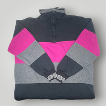 Vtg Pacer Petite Medium 1/4 zip Pullover Colorblock Snowflake Pink Black... - £29.64 GBP