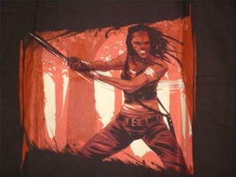 TeeFury Walking Dead XLARGE &quot;Sliced&quot; Walking Dead Michonne Tribute Shirt BROWN - £11.84 GBP