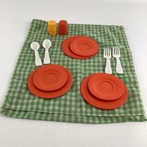 Fisher Price Fun With Food Set Salt Pepper Shakers Utensils Plates Tablecloth - £29.72 GBP