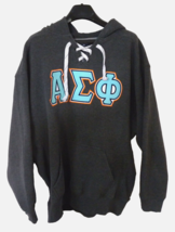 J America Mens Alpha Sigma Phi Fraternity Gray Long Sleeve Hoodie XL - £28.09 GBP