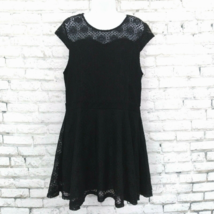 Papillon Dress Womens XL Black Lace Overlay Short Cap Sleeve Cut Out Back LBD - £15.97 GBP