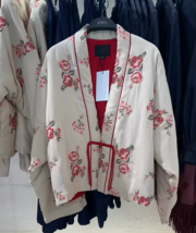 ZARA BNWT 2025. BEIGE QUILTED JACKET KIMONO FLORAL EMBROIDERY. 4786/208/710 - $159.86