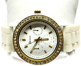 Geneva Platinum 7827 Chronograph Style Women White Silicon Watch-Mother of Pearl - £17.15 GBP