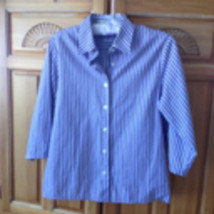Womens Purple Striped Blouse Size 8P by Foxcroft Wrinkle Free - £19.65 GBP