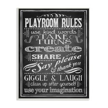 Stupell Home Dcor Black and White Playroom Rules Use Kind Words Canvas Wall Art, - £28.76 GBP