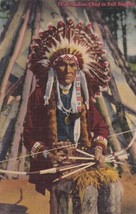 Indian Chief Full Regalia 1951 Little Falls MN to Lamar MO Postcard B15 - $2.99