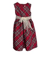Cherokee Girls Dress Size 5 Red Plaid Glitter Christmas Holiday Sleevele... - £11.68 GBP