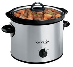 Crock-Pot Small 3 Quart Round Manual Slow Cooker, Stainless Steel and Bl... - $39.20