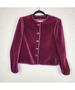 VTG Saks Fifth Ave Womens Velour Blazer Maroon Sz 8 90s Japan Witchy - $652.66 MXN