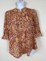 NWT Cocomo Womens Plus Size 1X Red/Orange Floral V-neck Blouse 3/4 Sleeve - £22.66 GBP