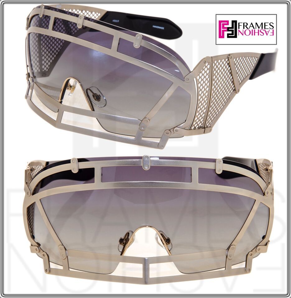 KTZ x Linda Farrow Football Helmet Sunglasses Gold Grey Gradient KTZ1