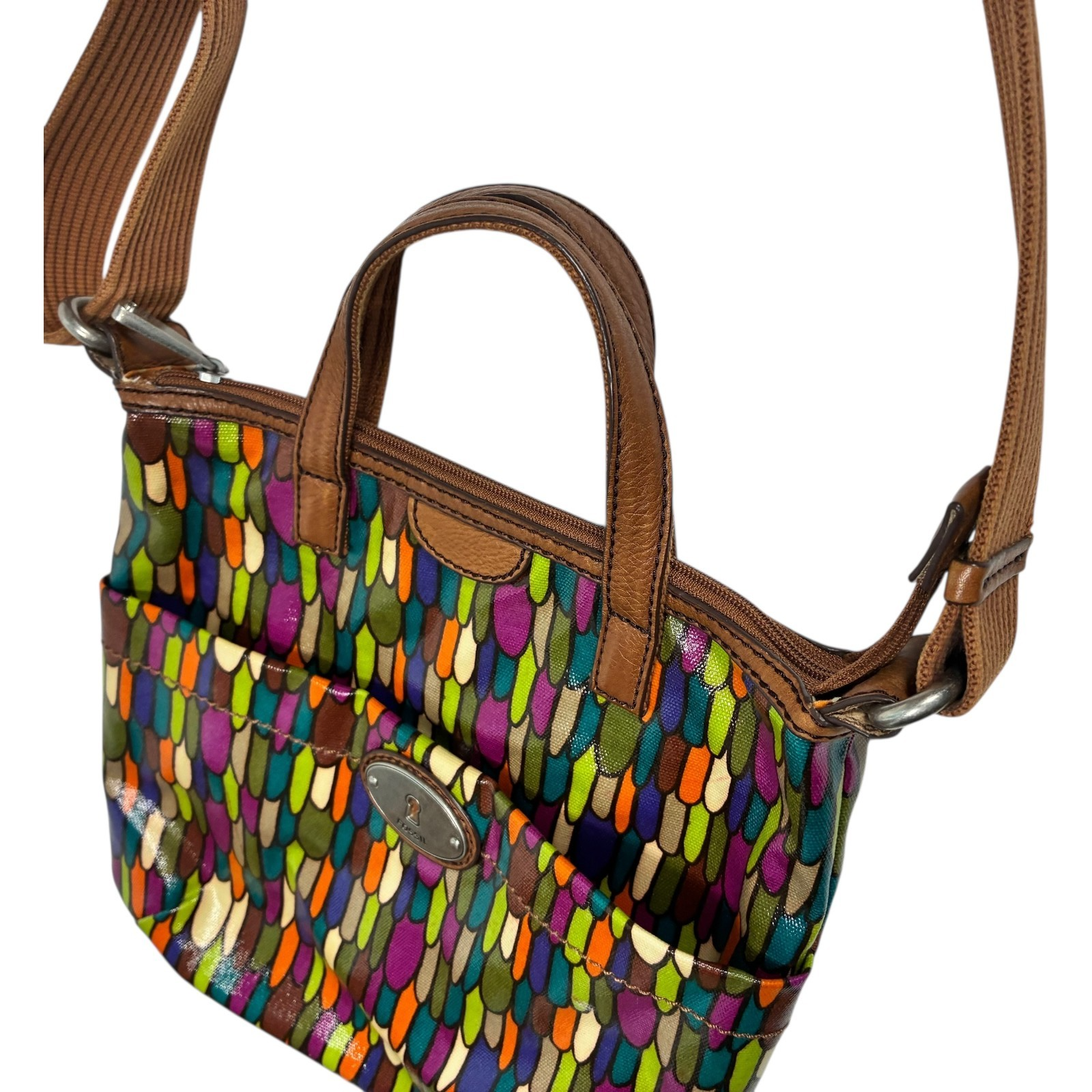 Fossil Calypso Key-Per ZB5125 Multi Feather PVC Coated Textile Crossbody Bag Item image 5
