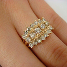 1.20 Tcw Round Cut Diamond 14k Yellow Gold Over Cluster Engagement Wedding Ring - £74.11 GBP