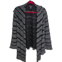 Frank Lyman Women’s 12 Black Gray Canada Mesh Gray Ruffled Draped Open C... - £21.09 GBP