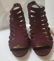 Vince Camuto shoes Maroon Peep Toe Ankle Boots Gladiator Size 8.5M - £27.49 GBP