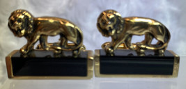 Vintage Swank Rare Cufflinks Golden Lion Statues On Faux Marble Base Gorgeous - £48.58 GBP