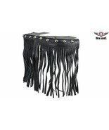 Black Studded Leather Floor Boards with Fringe For Passenger Motorcycle ... - $38.61