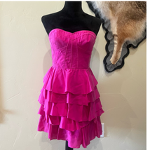 Rebecca Taylor Hot Pink Strapless Silk Ruffle Mini Dress 6 - £36.44 GBP