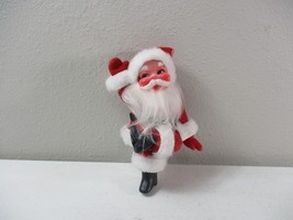 Vintage Christmas Felt Santa Claus Doll Figure Plastic Face 7.5&#39;&#39; - £31.64 GBP