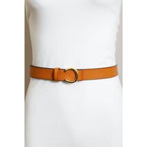 Minimalist Leather Gold Horseshoe Belt – Camel - $19.80