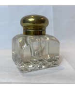 Antique Cut Glass Inkwell Desktop Writing Square Dip Ink Pot Hinged Lid - £46.74 GBP