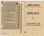 Sample General Ballot 1968 County of Sacramento Nixon Humphrey  - £22.15 GBP