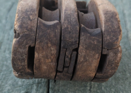 Vintage Iron & Wooden Double Wheel Barn Pulley & Hook Small image 4