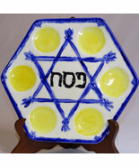 Passover Seder Plate Star Of David Blue White &amp; Yellow In Color Is Hand ... - $146.87 MXN