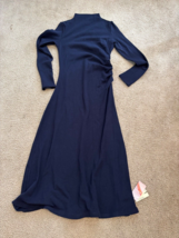 NWT OGL Navy Blue Ruched Thermal Midi Dress Boatneck Slim Fit size Medium M - $42.73