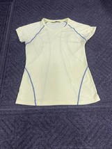The North Face Womens Medium Short Sleeve Base Layer T Shirt Yellow Navy Stitch - £7.44 GBP