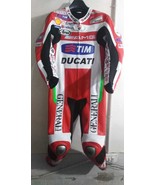 Custom MADE DUCATI RED LEATHER RACING MOTORBIKE SUITS WITH ARMOURED  ALL... - £212.91 GBP